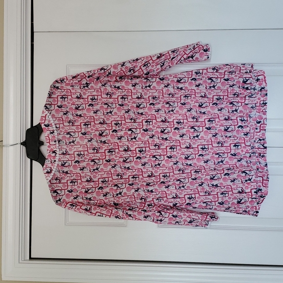 Talbots pink and blue monkey print tunic Size large euc - Picture 6 of 6